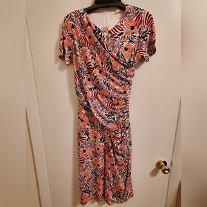 NWT HUGO BOSS Erykah Dress Size S Multicolor Floral Print Ruched
